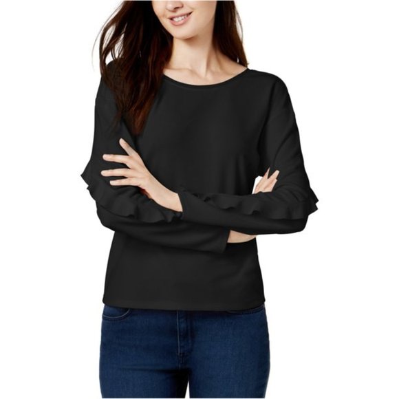 Bar III Plunging VNeck Ruffle Sleeve Top NWT - Picture 4 of 5